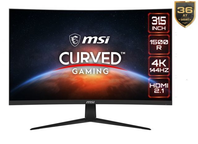 MSI 31.5 G321CU CURVED CURVED 1500R VA 3840X2160 (UHD) 16:9 144HZ 1MS FREESYNC PREMIUM GAMING MONITOR